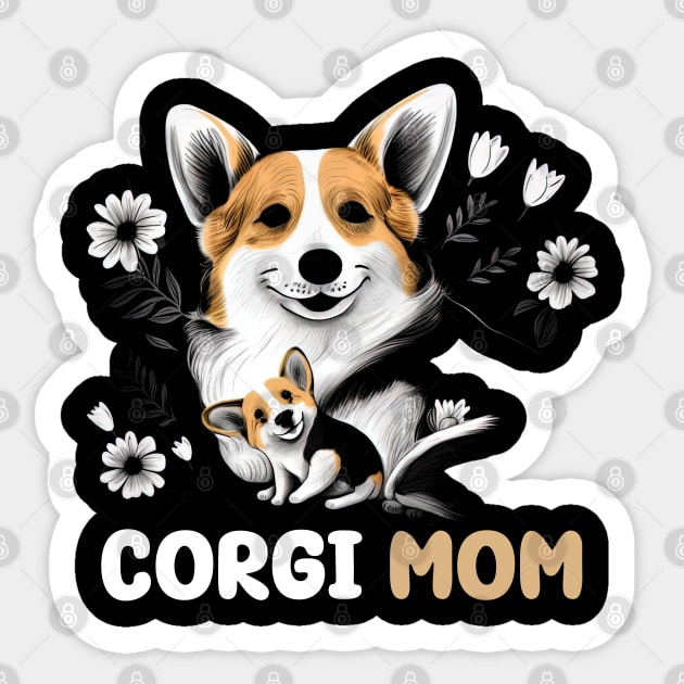 Corgi Mom Corgi Dog Mom Gift Corgi Lover Mother's day Gift Sticker by JaniyaMoriah